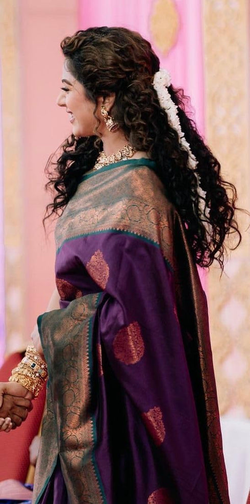 Vasthrlay Purple Kanjivaram Saree