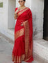 Vasthrlay Womens Organza Unstitched Red Saree