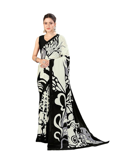 Vasthrlay Printed Off White1 White Saree