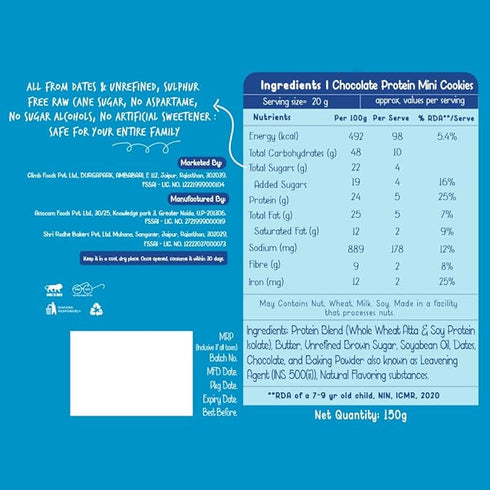 Gladful Chocolatey Protein Mini Cookies Biscuit