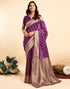 Vasthrlay Jacquard Kanjivaram Dark Purple Saree With Unstitched Blouse Piece