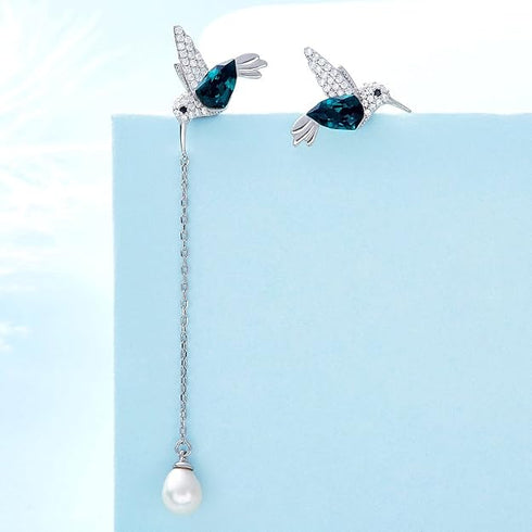 Austrian Crystal Green Hummingbird Necklace