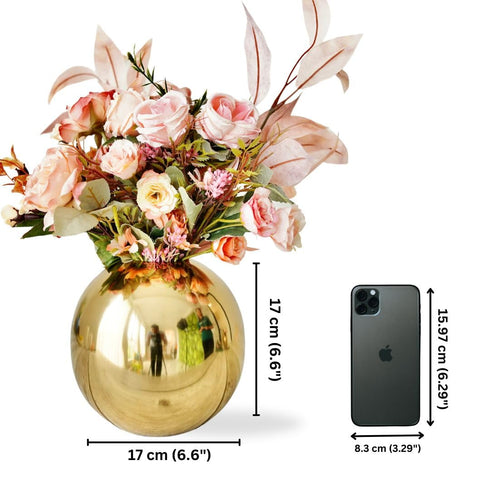 Metal Ball Round Metal Vase for Home Décor