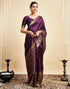 Vasthrlay Womens Banarasi Unstitched Wine Saree