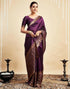 Vasthrlay Womens Banarasi Wine Saree With Unstitched Blouse Piece