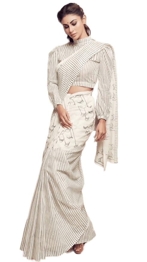 VasthrlayTextile Digital Unstitched White Free Ethnic Wear
