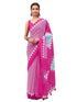 Vasthrlay Pink Floral| Solid| Striped Design Georgette Saree With Unstitched Blouse Piece