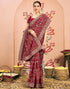 Vasthrlay Georgette Embroidery Red1 Saree With Unstitched Blouse Piece