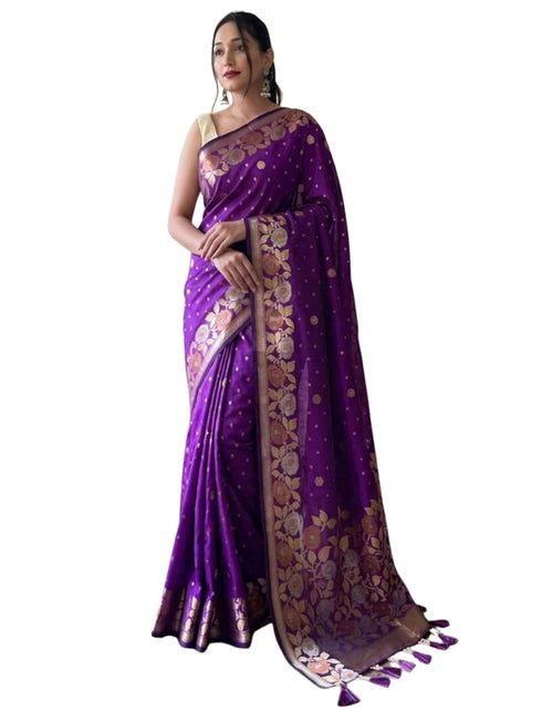 Vasthrlay Kanjivaram Banarasi Jacquard Unstitched Saree