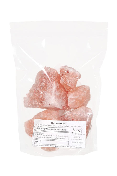 NatureVit Whole Pink Rock Salt Himalayan Pink Salt Chunks for Cooking & Wellness