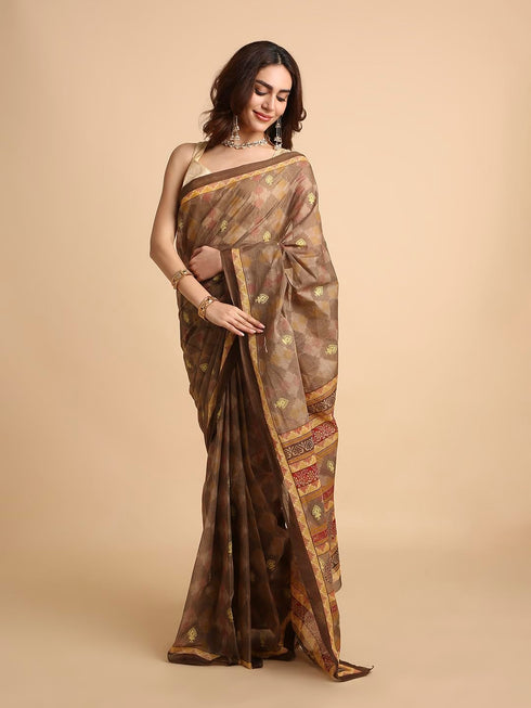 Vasthrlay Cotton Printed Blue Saree