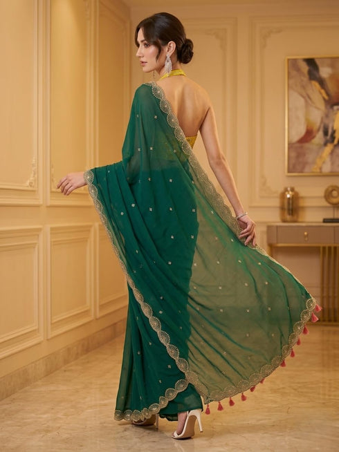 Vasthrlay Pink Georgette Embroidery Saree