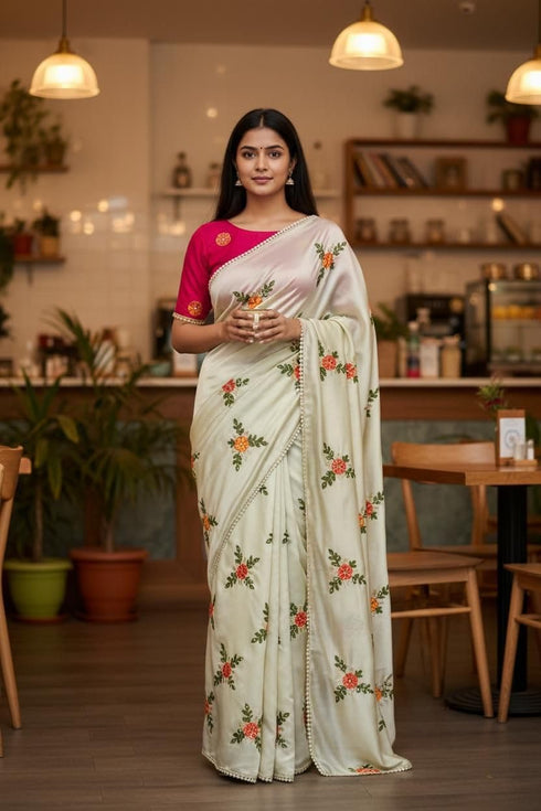 Vasthrlay Vichitra Embroidery Brown Black