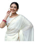 Vasthrlay Sequins Embroidery Cream Saree With Unstitched Blouse Piece