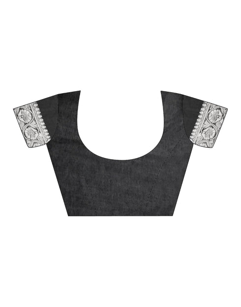 Vasthrlay Womens Jacquard Unstitched Black Saree