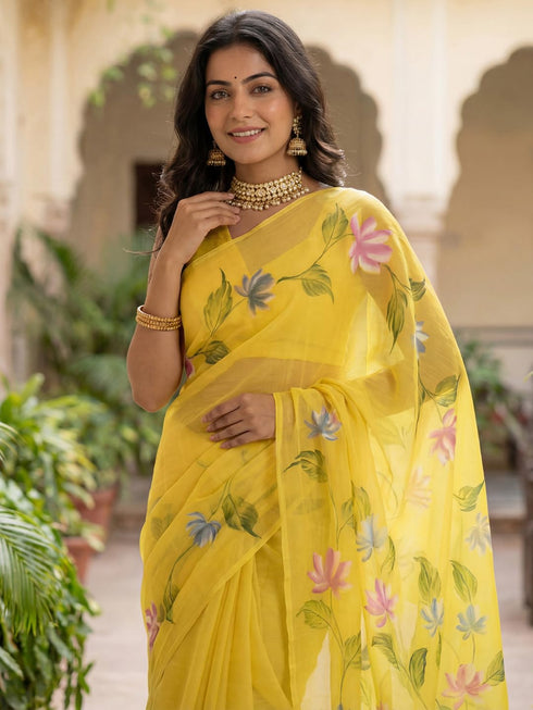 Vasthrlay Yellow Cotton Lightweight Ethnic Wear