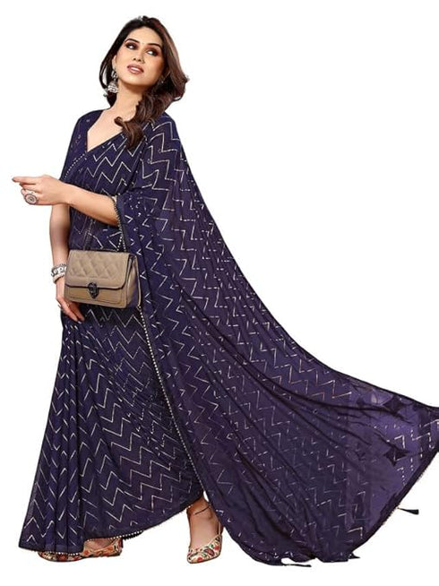 Vasthrlay Georgette Printed Unstitched Maroon Saree