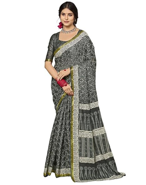 Siril Women'S Pure Cotton Saree | Printed Saree With Unstitched Blouse Piece