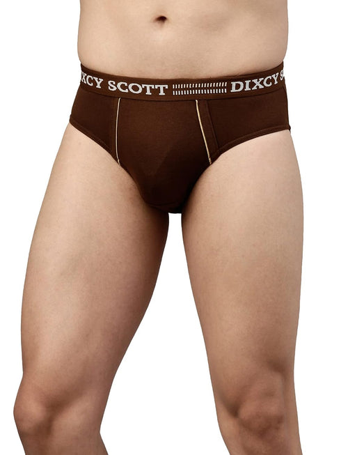 Dixcy Scott Men's Cotton Briefs (Pack of 3) (REPLAY_LT BROWN/OLIVE/NAVY