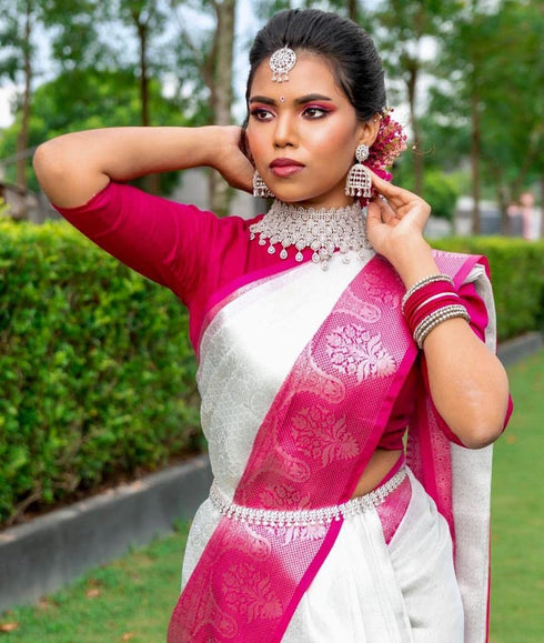 Vasthrlay White Kanjivaram Saree