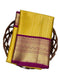Vasthrlay Kanjivaram Silk Saree | Yellow with Pink Zari Border | Free Size