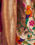 Vasthrlay Paithani Jacquard Unstitched Dark Green Saree