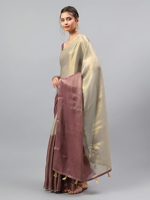 Vasthrlay Maroon Womens Ready To Wear One Minute Polyester Erode Zari Saree