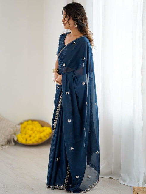 Vasthrlay Wine Georgette Saree