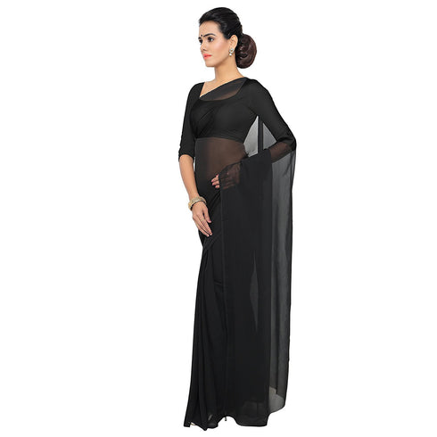 VasthrlayGeorgette Unstitched Black Pink Free Ethnic Wear