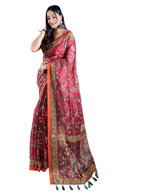 Vasthrlay Multicolor Contrast Kalamkari Unstitched