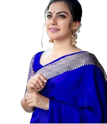 Vasthrlay Soft Pure Kanjivaram Silk Blue Saree Banarasi With Blouse Piece