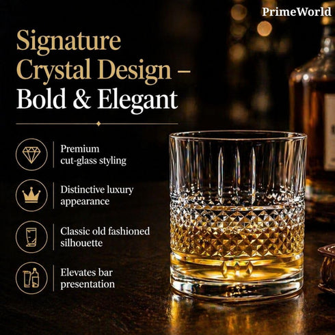 PrimeWorld Signature Crystal Whiskey Glasses Set of 6 pcs