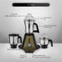 Preethi Titan 1000 Watts Mixer Grinder, 3 Jars (Stainless Steel), Black