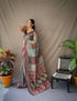 Vasthrlay White Printed Unstitched Saree
