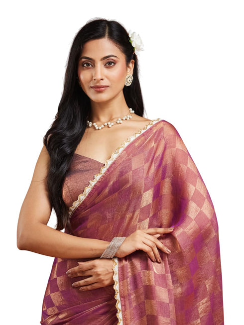 Vasthrlay Wine Embroidery Saree
