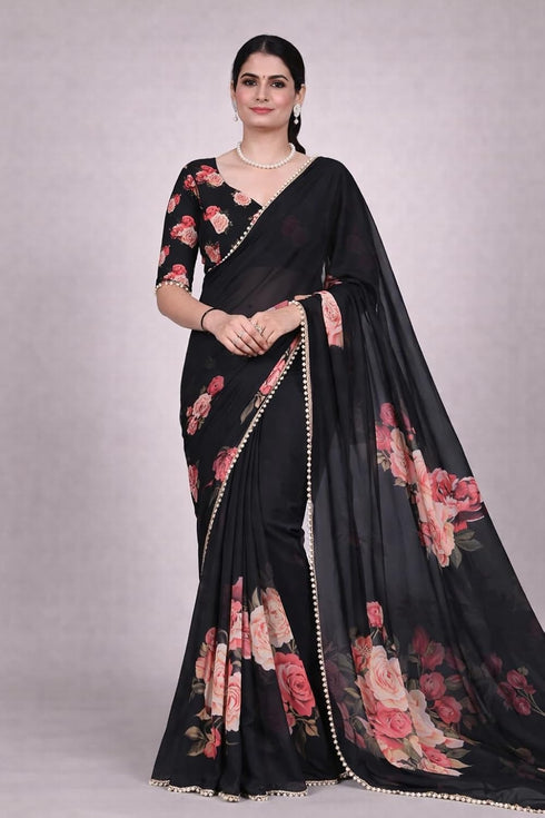 Vasthrlay Georgette Detailing Lightweight Breathable