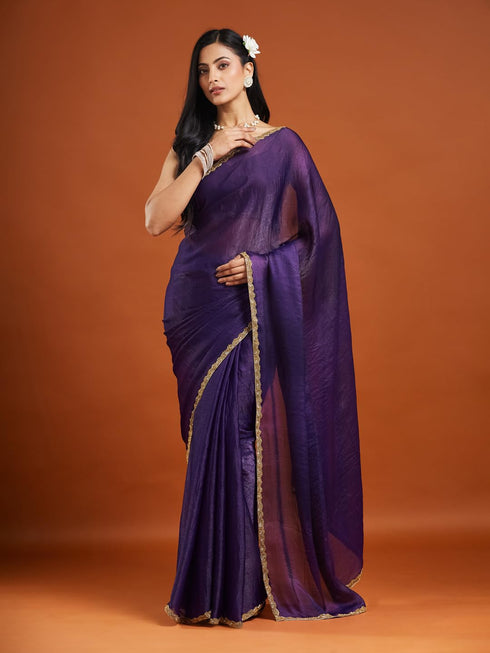 Vasthrlay Red Embroidery Unstitched Saree
