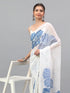 Vasthrlay White Floral Printed Georgette Saree With White Solid Georgette Unstitched Blouse