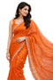 Vasthrlay Women's Orange Chiffon Saree with Embellished Border | Lightweight Party Designer Saree