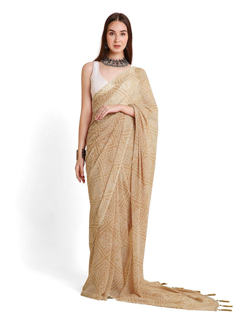 Vasthrlay Chiffon Bandhani Printed Teal Saree
