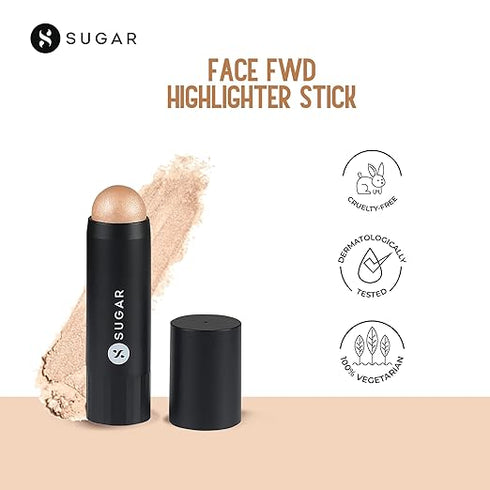 Sugar Cosmetics Face Fwd Highlighter Stick 01 Champagne Champion | Champagne Gold Longlasting Formula Lightweight