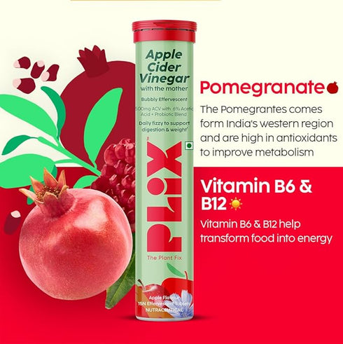 Plix Probiotic + Apple Cider Vinegar Effervescent TabletApple 15 Effervescent Tablet Each
