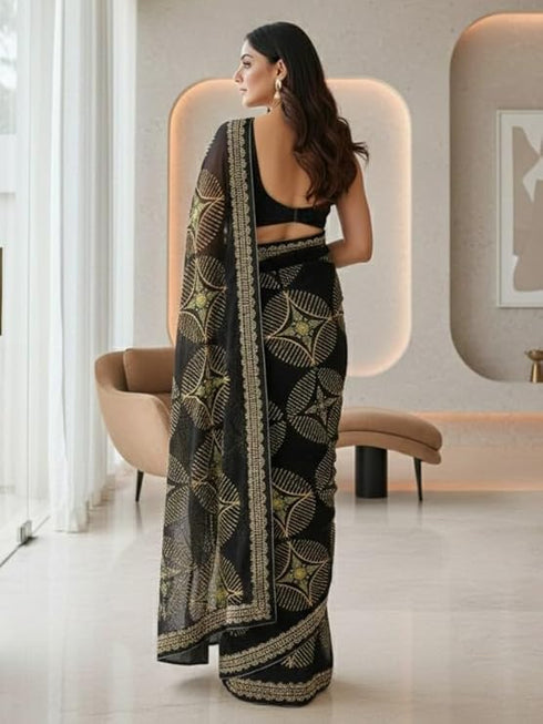 Vasthrlay Georgette Traditional Az Ys Pehenva Brown Rr Ethnic Wear