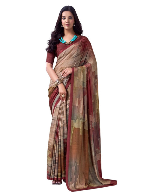 Vasthrlay Abstract Printed Beige Saree