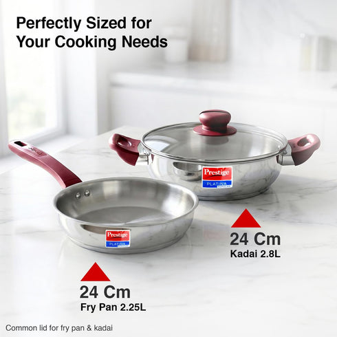 Prestige Stainless Steel 2 Pc Cookware Set with Glass Lid