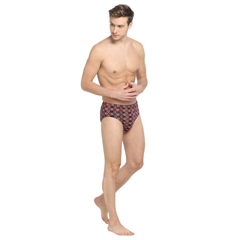 Dixcy Scott Men's Cotton Printed Regulart Fit Solid Brief