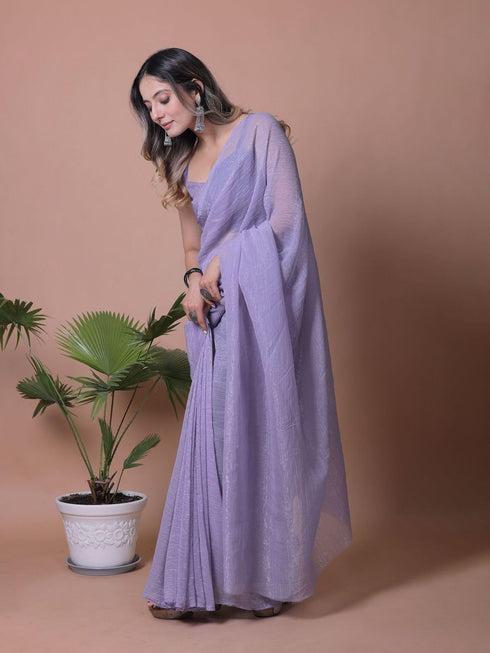 Vasthrlay Lavender Unstitched Saree