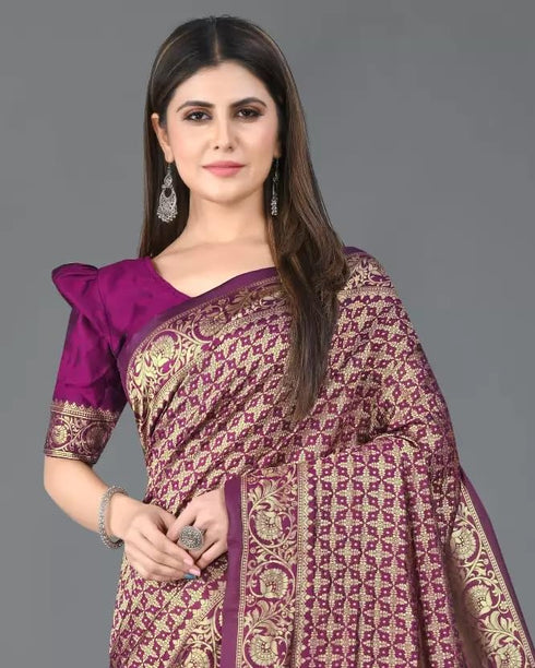 Vasthrlay Kanjivaram Unstitched Saree