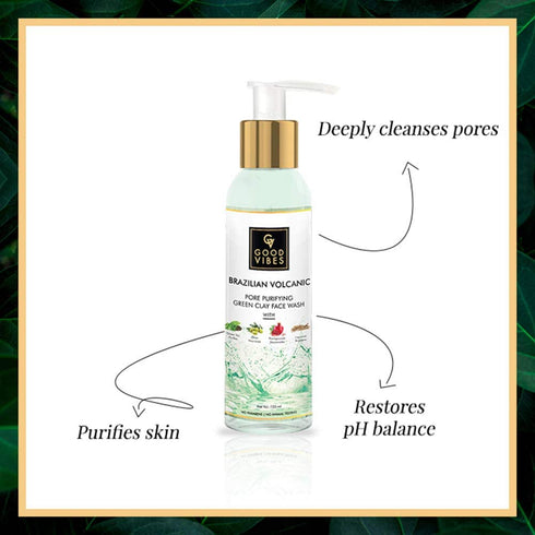 Good Vibes Brazilian Volcanic Pore Purifying Green Clay Face Wash 120ml