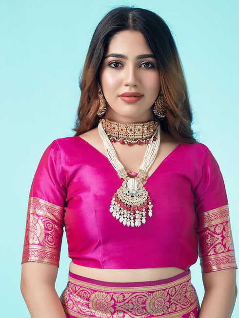 Vasthrlay Banarasi Jacquard Unstitched 3409s112n Turmeric